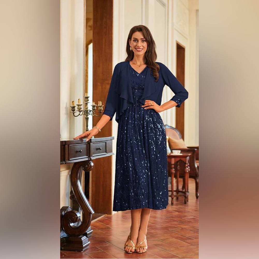 GRACE KARIN Two Piece Sequin Dress with Jacket Mother of The Bride Dresse
